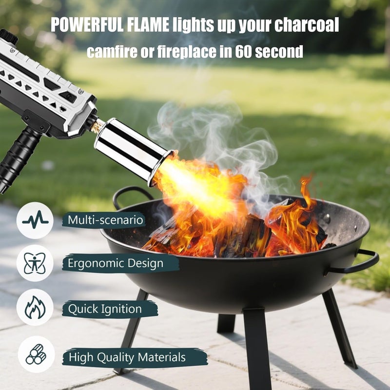 ARTFLAMM Torch Gun with Propane Refill Adapter - Powerful Grill & Cooking Torch - Culinary Blow Torch Sous Vide - Adjustable Flamethrower for BBQ, Campfire, Charcoal Wood(Tank Not Included) - Image 2